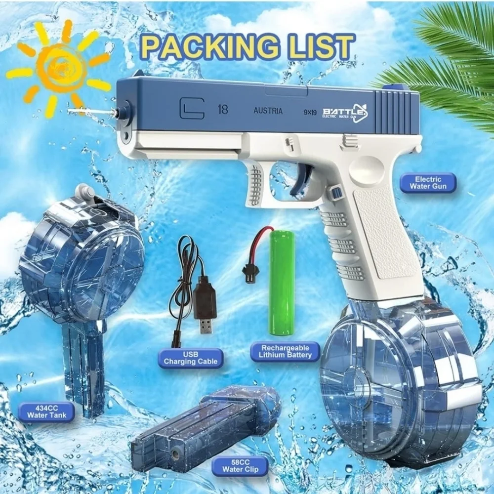 New 2023 Newest&Hottest Electric Water Gun, Blue Rechargeable Squirt Guns - Picture 7 of 11